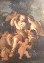 Escena clásica, óleo sobre tela Siglo XVIII - XIX. Anónimo. 40 x 32 cm