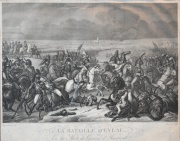 Dos Grabados de batallas, por J.F. Wolf tomados de Carle Vernet . Casa Veltri. Vidrio fisurado. Miden 55 x 68 cm