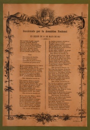 Impreso. Himno nacional argentino, letra original. 29 x 20 cm.