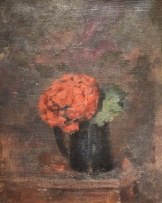 E. De la Cárcova, Vaso con Flores, óleo, 40 x 33 cm.