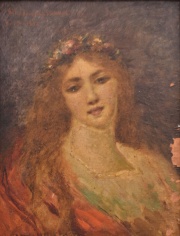 Mujer, óleo, saltaduras. 16 x 13 cm. firmado S. Rodriguez Etchart