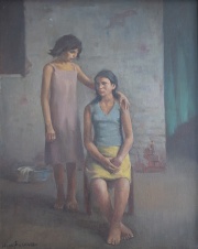 Fernandez Navarro. Las Amigas. óleo de 50 x 40 cm
