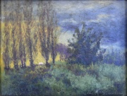 PABLO SCHOUBOE, paisaje arbolado pintado al óleo firmado abajo a la derecha.
