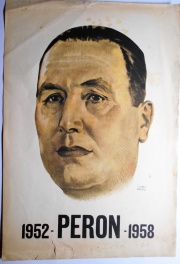 Pequeño afiche de perón de las elecciones de 1951, 23 x 17 cm