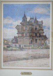 Mathis, Leonie, Villa Ortiz Basualdo - Mar del Plata, gouache de 40 x 30 cm.