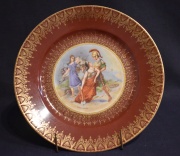 Penthesilea y Achilles, plato de porcelana Firmado Vanloo.