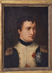 Napoleón Bonaparte, óleo sobre tela rentelado. Mide 22x26,7cm