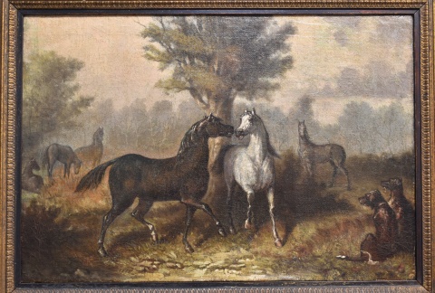 Caballos, óleo sobre tela, anónimo. 41,8 x 61cm