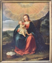 Virgen y el Niño, óleo sobre cobre, mide: 18 x 14,7 cm.