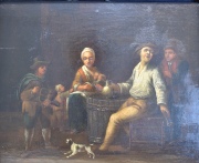 Familia en un Interior, escuela Holandesa, óleo sobre tabla, Mide:24 x 30,5 cm