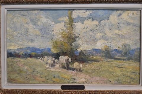 Atribuido a N. Grigorescu, óleo sobre tela. Mide 22,5 x 40 cm