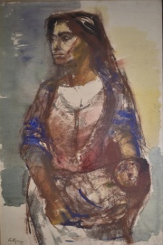 Juan Carlos Castagnino, Maternidad, acuarela. Mide: 100 x 66 cm