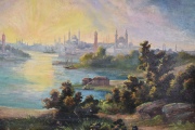 Vista de Constantinopla, óleo sobre tela, desperfectos.