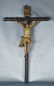 Crucifijo, Cristo madera tallada, faltantes. (420)