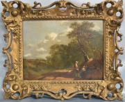 Anónimo, Paisaje con personajes, óleo sobre tabla. Escuela de Thomas Gainsborough.(11)