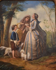 Anónimo Mujeres y Niño en un Paisaje, óleo de 55 x 45 cm. (427)