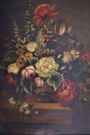 Vaso con Flores, óleo firmado Enrique Moschinger. (306)