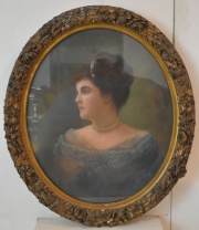 SARA JUSTA MADERO DE ANCHORENA, pastel oval firmado Martoné. Pastel.(231)