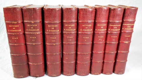 8 Volúmenes.Pierre Corneille, Ouvres y Commentaires, 8 volúmenes, con títulos en dorado en el lomo y punteras de cu