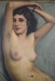 Weismann, Jacques. Desnudo de Mujer, óleo sobre tabla.