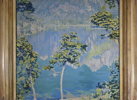 Francisco Bernareggi, Lago de Bariloche, óleo de 70 x 70 cm. Año 1942.