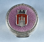 Pastillero de plata 925 esmaltada y escudo alemana (Hamburgo) 3cm diámetro