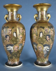 Par de vasos cerámica japonesa, restaurados. Cachet de Tánger . 2 Piezas