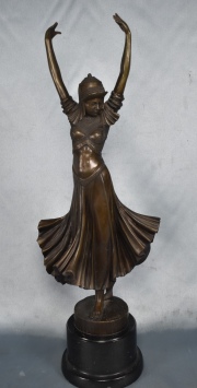 Bailarina con brazos en alto, escultura bronce, A. Mercie. 46,4 cm. .