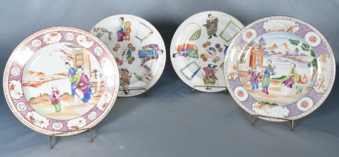 Cuatro Platos Cia de Indias, decoración de personajes (2 pares), peq. cascaduras.