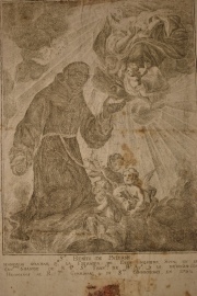 San Benito de Palermo, antiguo grabado de Buenos Aires. Desperfectos. Año 1783.