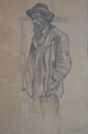 Cazin, Jean Ch. Psonaje, dibujo, 30 x 21 cm. enmarcado