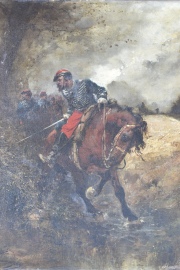 W. Beauquesne. Oficial de caballería, óleo de 55 x 46 cm. 