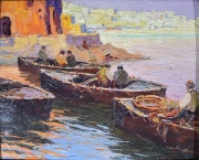 Luca Albino, Nápoles, año 1921, óleo. Mide: 22 x 27 cm.