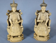 EMPERADOR Y EMPERATRIZ, dos figuras de marfil. China, circa 1.900.