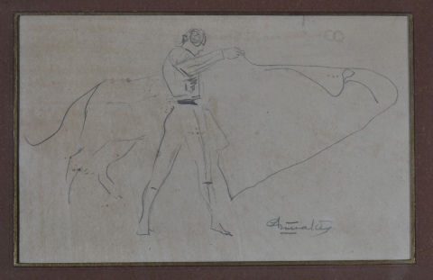 Guiraldes, A. Torero, dibujo al lápiz. 12 x 19 cm.