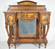 Mueble de arrimo estilo Luis XVI, tapa mármol, decoración V. Martin. Deterioros
