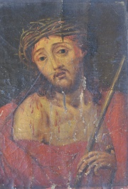 Cristo, óleo sobre tela, sin enmarcar. ECCE HOMO. 26 x 19 cm.