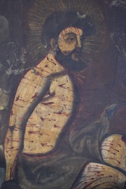 Cristo, óleo sobre tela, sin enmarcar. Desgastes. 53,5 x 43,5 cm.