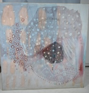 Fuchs. Ana 'La Suerte' año 1992. Oleo y pigmentos sobre tela. Mide 141 x 141 cm.