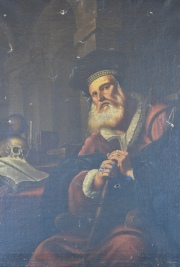 Vasco de Gama, óleo sobre tela, deterioros. Mide: 67 x 53 cm.