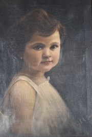 Retrato de Niña firmado Ciappa, óleo. Rayón. 38 x 29 cm.