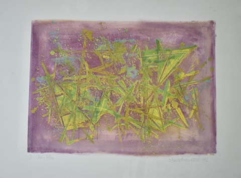 Aberastury, grabado en Rosa y Verde. 1/1. 1992. 32 x 43 cm.
