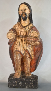 Santo Paraguayo. Talla de madera estucada y policromada. Siglo XVIII. 44cm.
