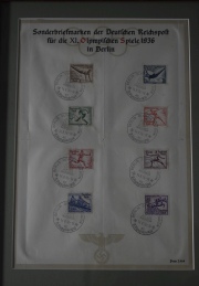 BLOCK DE CORREO, emitida por alemania con motivo de las Olimpiadas, Berlin 1936, con sus correspondientes estampillas