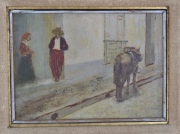 N.Orlandi 1861-1952 Siesta en Catamarca. óleo/cartón 18 x 25 cm.