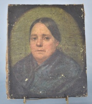 Mujer, óleo sobre tela, Anónimo Ecuela Rioplatense mediados S. XIX. 23 x 20 cm.