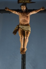 Crucifixión Paraguaya. Principio del siglo XIX. Importante cruz de madera con