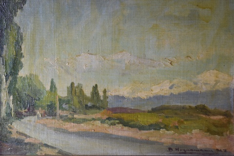 Heynemann, David 'Paisaje con camino', óleo. Mide: 30 x 24 cm.