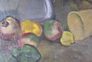 Victorica, Miguel C. Bandeja de plata con frutas, óleo de 70 x 110 cm. Colecc. Domingo E. Minetti.