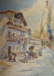 Marin, E. Vista de Sevilla, acuarela. 47 x 33 cm.